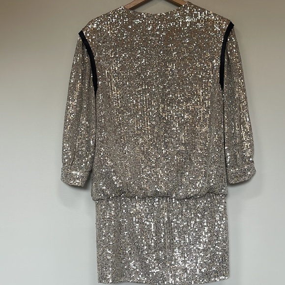 7 for all mankind sequin 90 y2k long sleeve mini dress xs - Picture 8 of 10